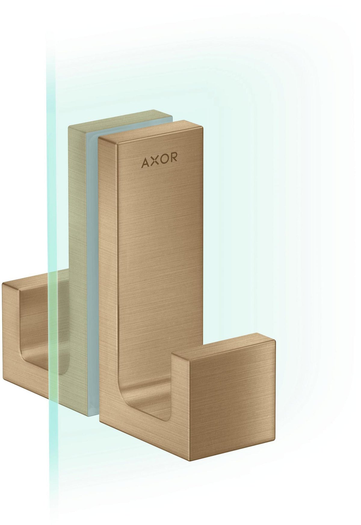 AXOR Universal Rectangular Duschtürgriff in polished gold optic – Metall, verdeckte Befestigung, 6–12 mm Glas