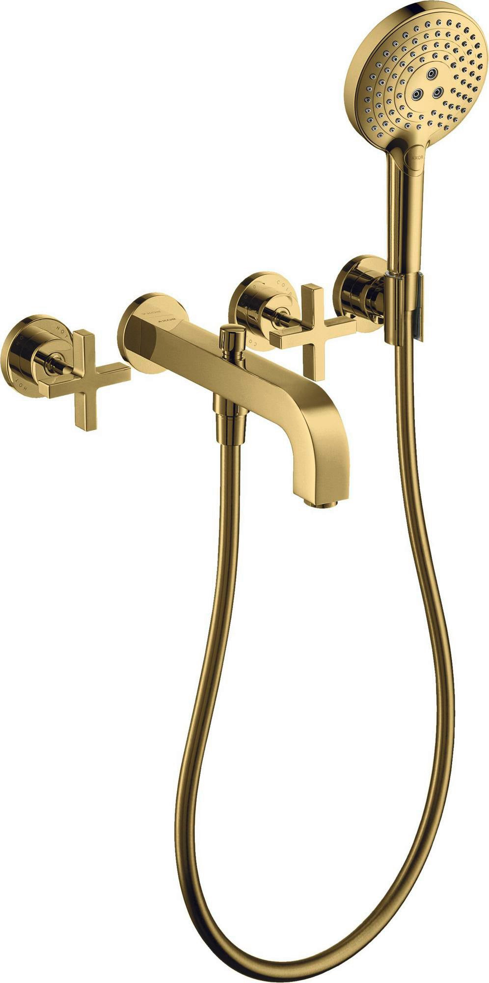 AXOR CITTERIO 3-Loch-Wannenarmatur DN 15 Unterputz mit Handbrause und Kreuzgriff Chrom