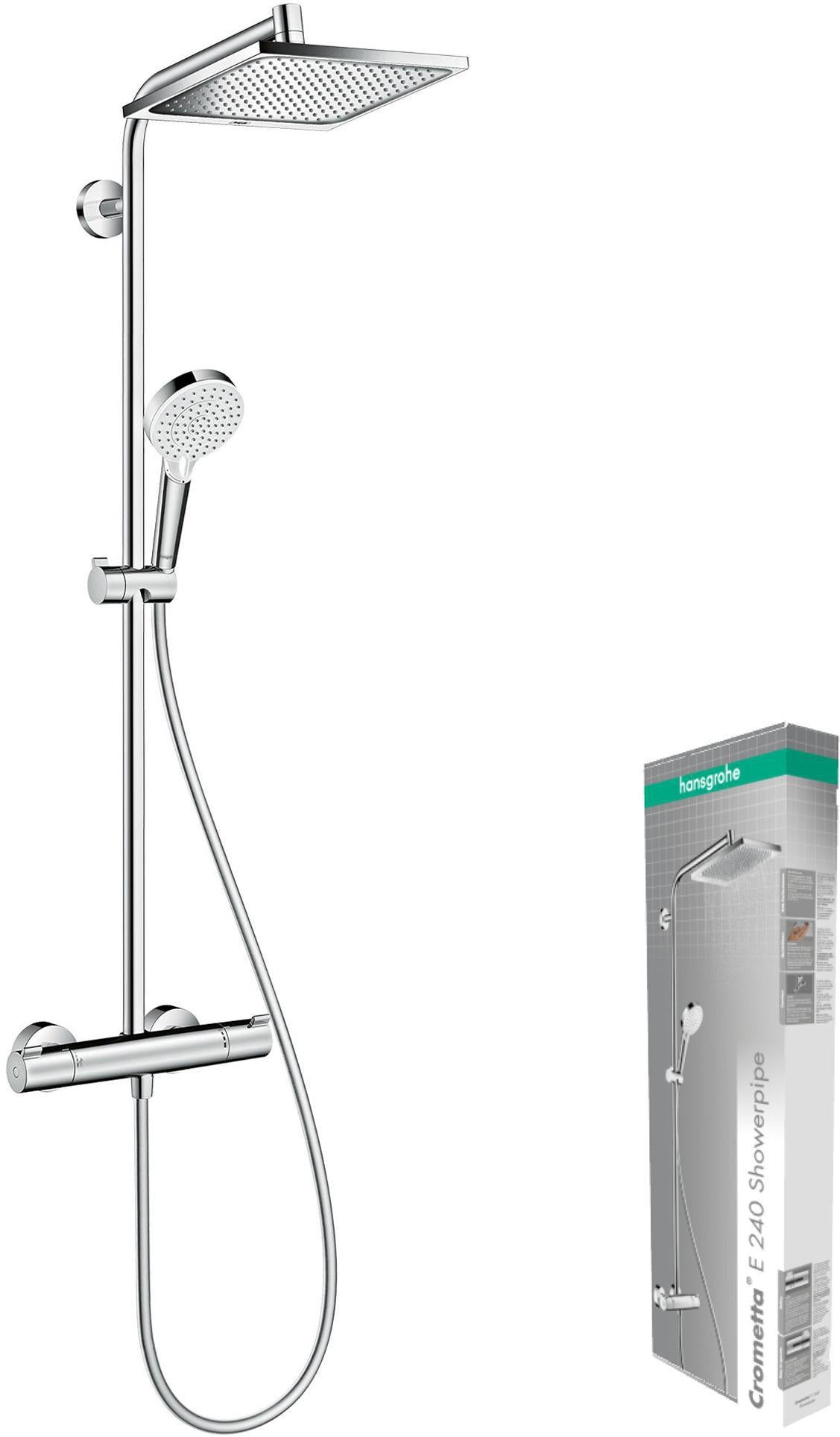 HANSGROHE Showerpipe CROMETTA E 240 Chrom mit Thermostat Ecostat 1001 CL – Duschsystem