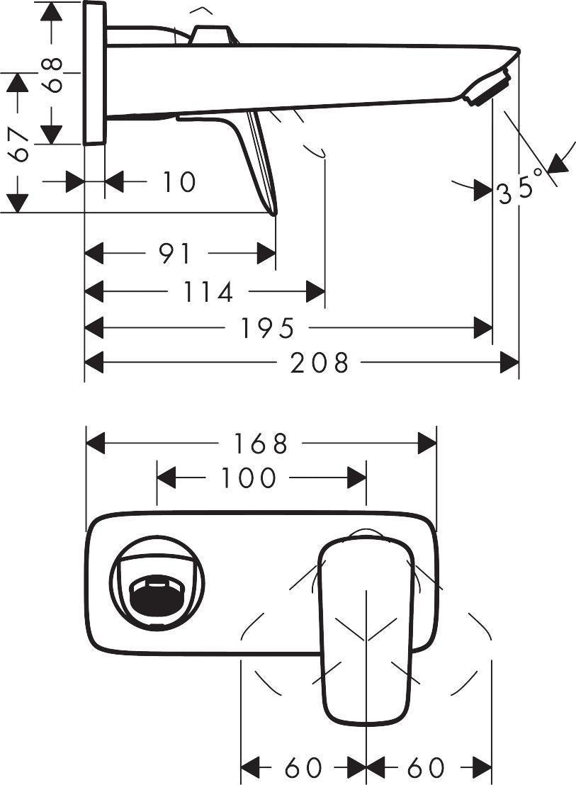 HANSGROHE Logis Einhebel-Waschtischmischer Unterputz DN 15 mit 195 mm Auslauf in Chrom