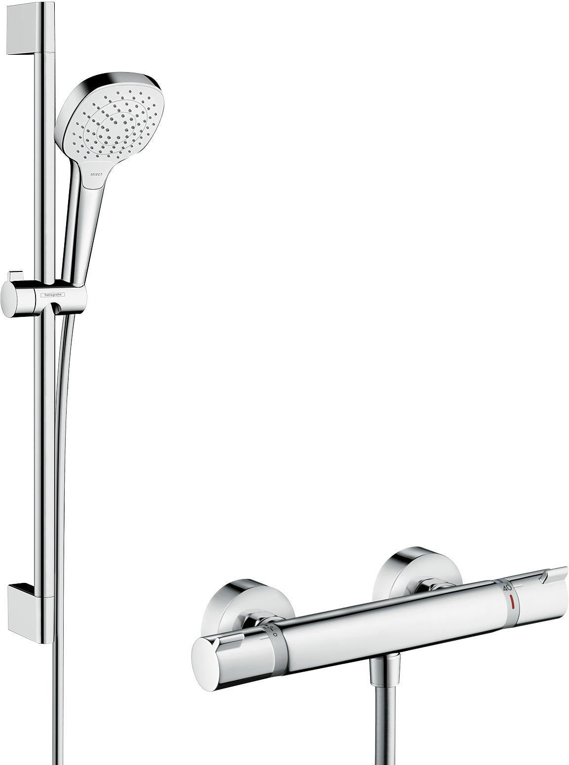 HANSGROHE Brausekombi Croma Select E Vario Shower Set 900 mm weiß/chrom – Thermostat & Select-Taste