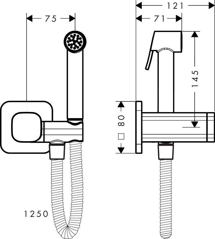 AXOR Bidette Showers Handbrause 1jet mit Brausehalter & Schlauch 1250 mm in Messing