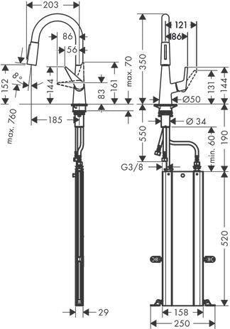 HANSGROHE HG Einhebel-Küchenmischer 160 TALIS S DN 15 mit sBox und Ausziehbrause chrom