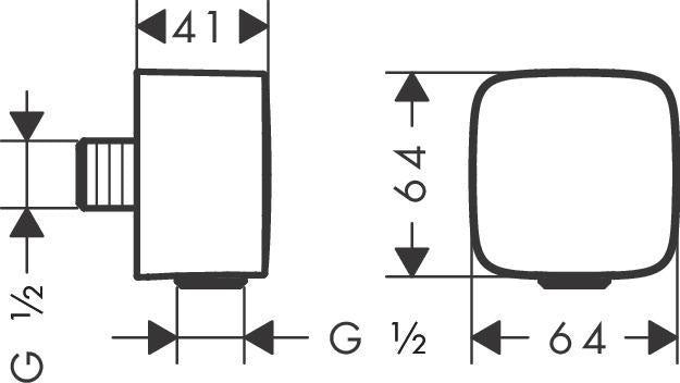 AXOR Wandanschluss softsquare mattschwarz – G 1/2 Anschlusswinkel mit Rückflussverhinderer