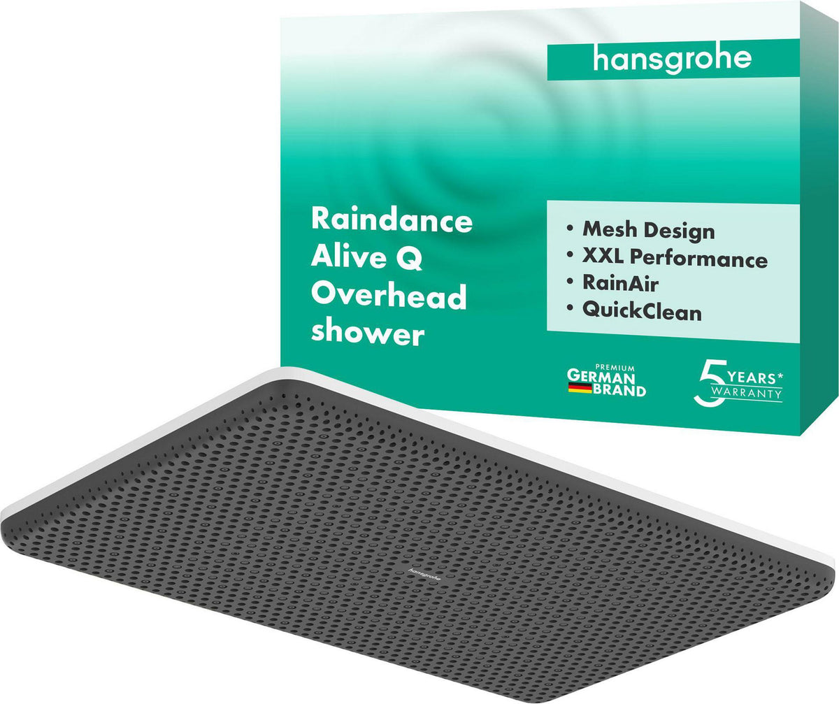 HANSGROHE Kopfbrause Raindance Alive Q 210/340 1jet – Rechteckig, RainAir & PowderRain, Schwarz