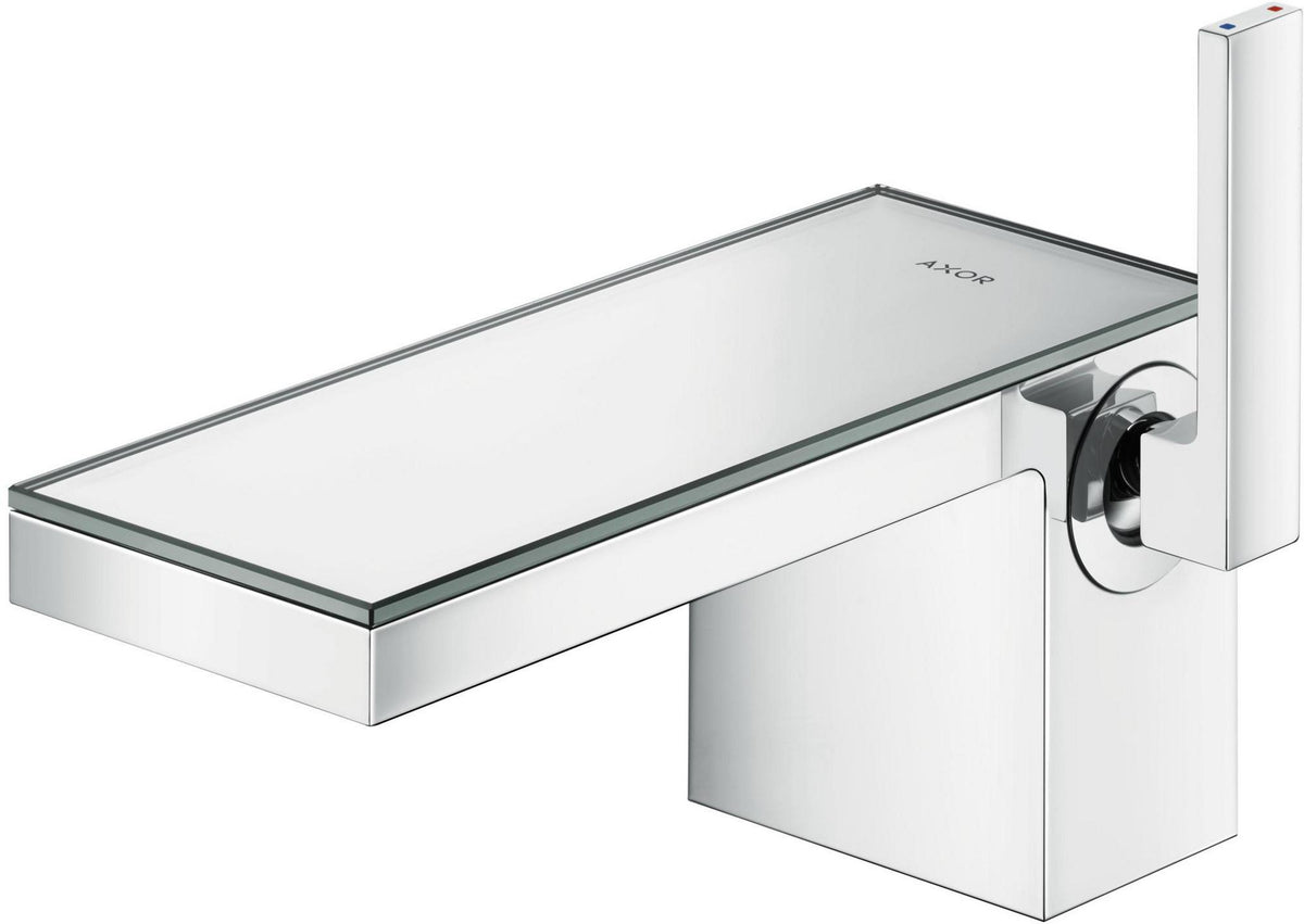 AXOR MyEdition Waschtischmischer 70 mit Glasplatte und Push-Open Ablaufgarnitur von Hansgrohe – chrom