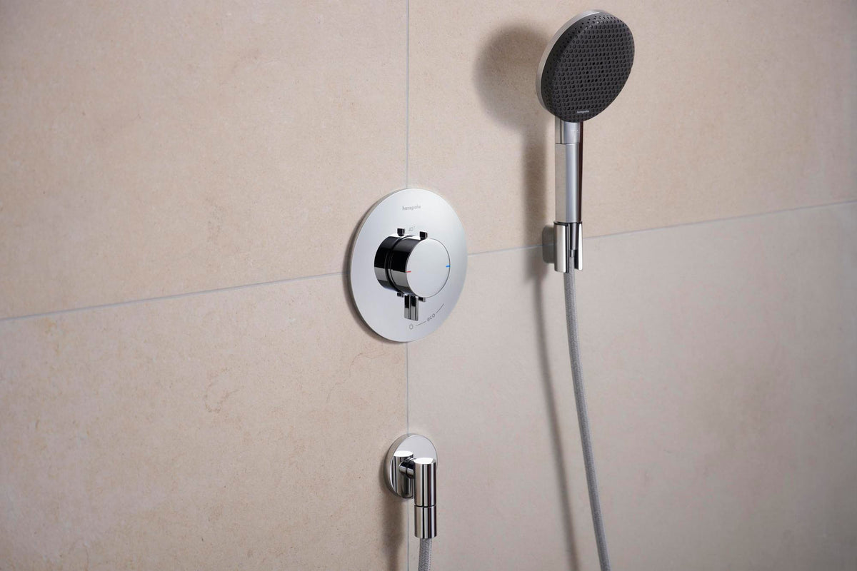 Hansgrohe FixFit Fine S Wandanschluss mit Rückflussverhinderer, 1/2 Zoll, schwarz