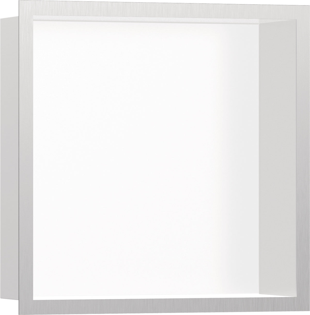 HANSGROHE XtraStoris Individual Wandnische mattweiß 300x150x100 mm mit Designrahmen – Edelstahl V2A