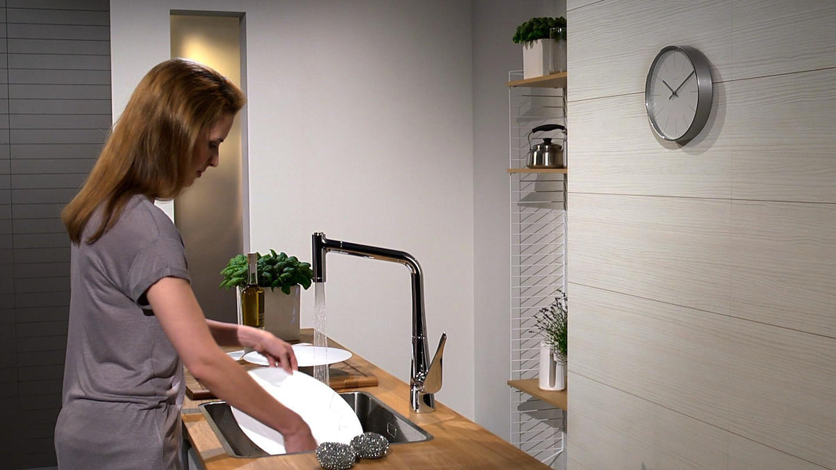 HANSGROHE Metris M71 Einhebel-Küchenmischer DN 15 mit Ausziehbrause, ComfortZone 320, Chrom