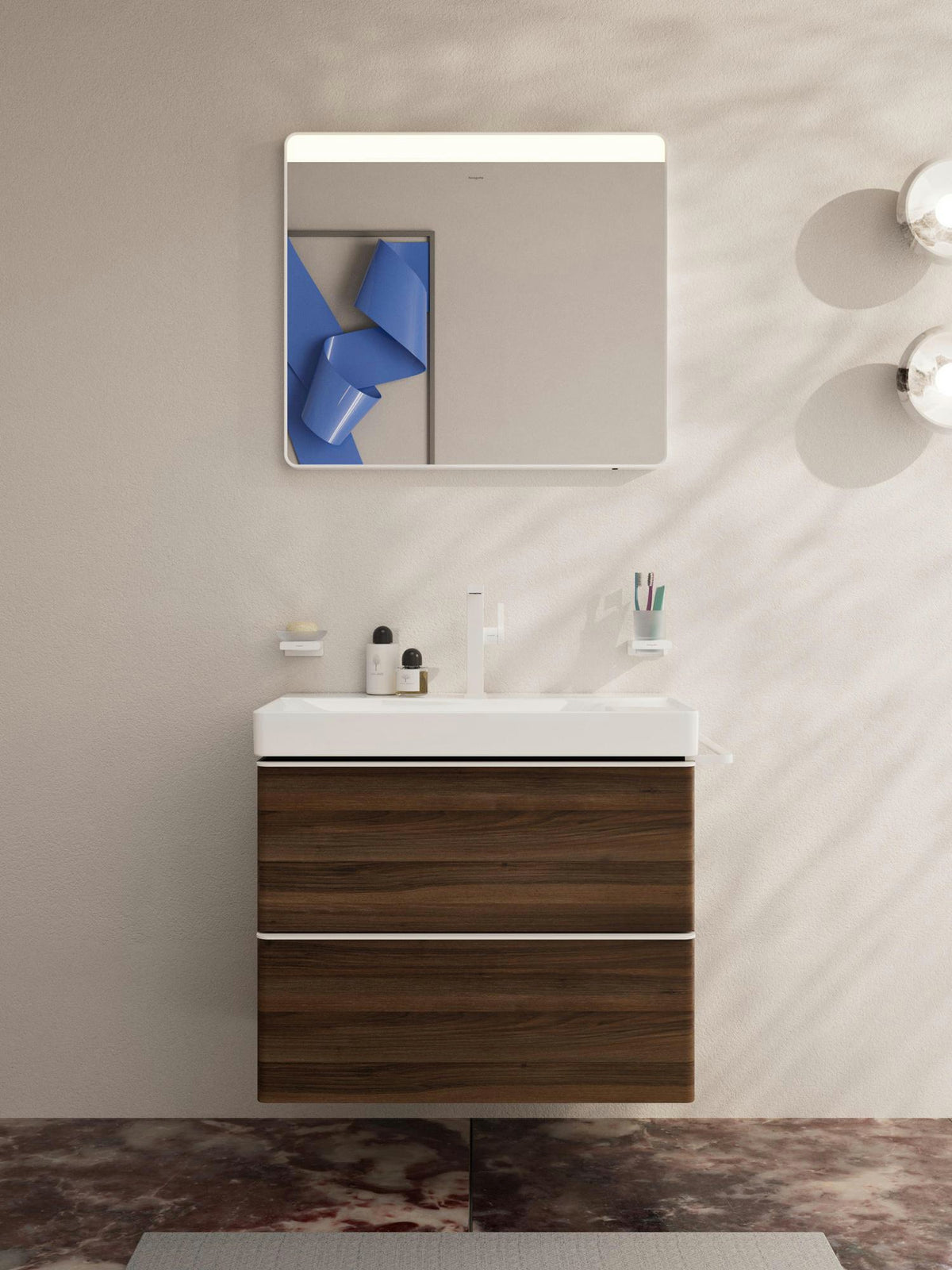 HANSGROHE AddStoris Glashalter Wandmontage Chrom – Mattglas Zahnputzbecher-Halter mit verdeckter Befestigung