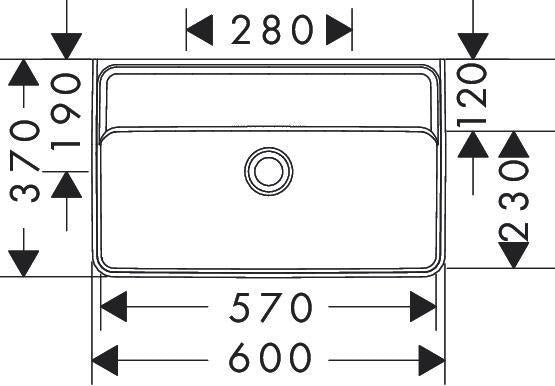 HANSGROHE Xanuia Q Compact Waschtisch 600x370mm mit SmartClean Glasur, Hahnloch und Überlauf