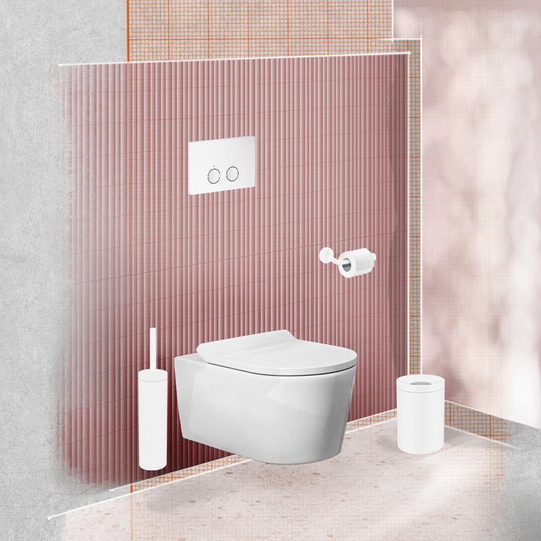 AXOR Universal Circular Toilettenbürstenhalter Wandmontage mattweiß – Metall, mit Deckel