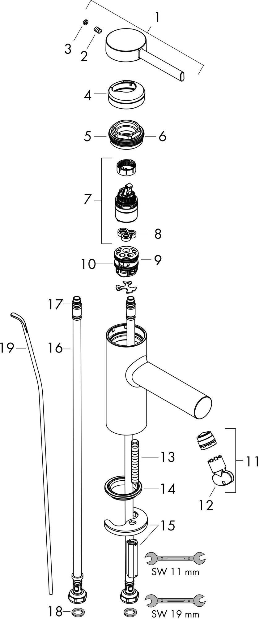 Hansgrohe Zesis S Waschtisch-Einhebelmischer 70 mm mit Metall-Zugstangen-Ablaufgarnitur verchromt