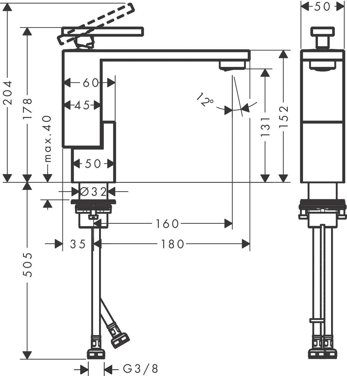 AXOR Edge Waschtischmischer 130 Diamantschliff Chrom – Einhebelmischer mit Push-Open