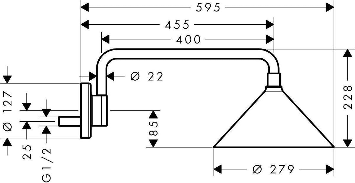 AXOR Kopfbrause 240 2jet von Hansgrohe – 279 mm, Chrom, 2 Strahlarten, Wandmontage