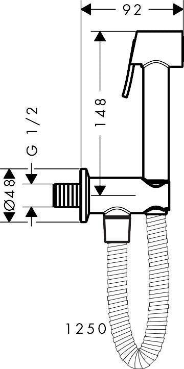 AXOR Bidette Handbrause rund für Kaltwasser mit Brausehalter und 1250 mm Schlauch – 1 Strahlart, schwarz