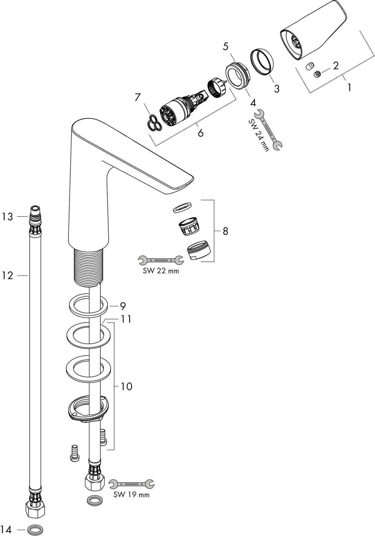 HANSGROHE Talis E Einhebel-Waschtischmischer 150 mit Zugstangen-Ablaufgarnitur, chrom