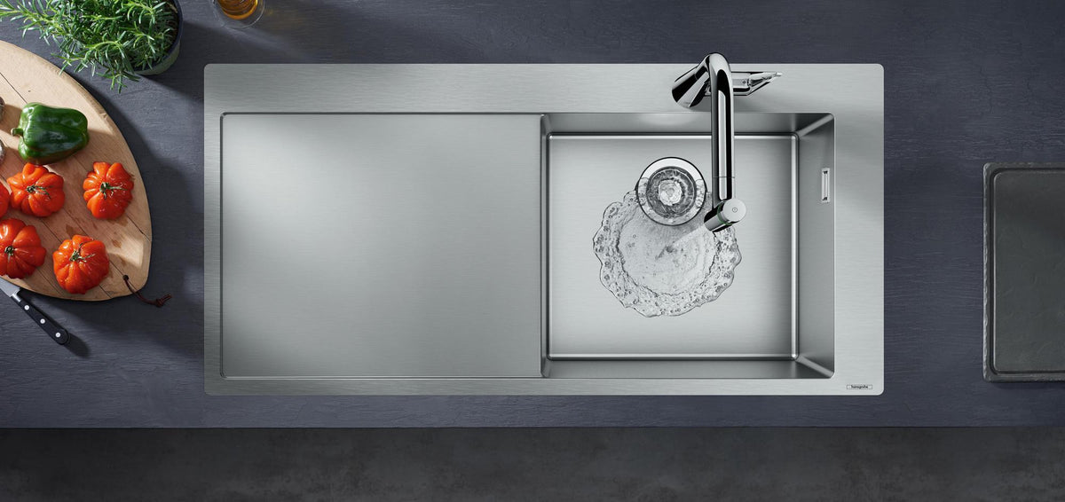 HANSGROHE S71 Einbauspüle 450 mit Abtropffläche, Edelstahl, Becken rechts