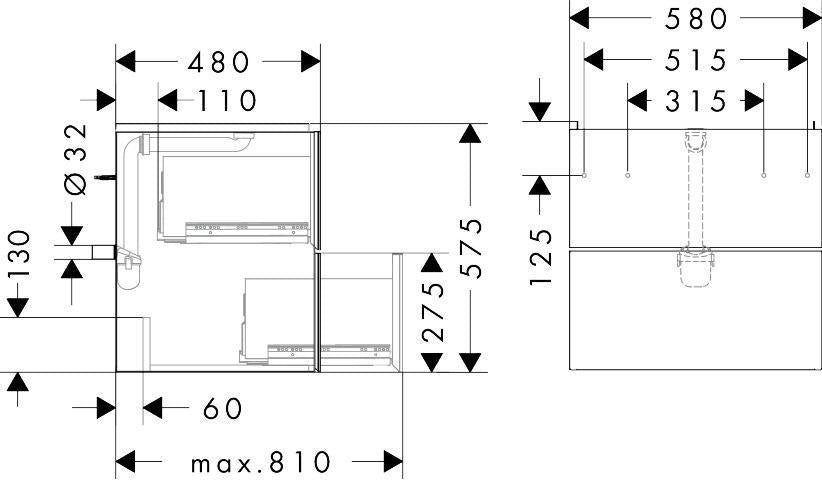 HANSGROHE Xevolos E Waschtischunterschrank 580 mm mattweiß/eiche dunkel mit Push-Open und SoftClose