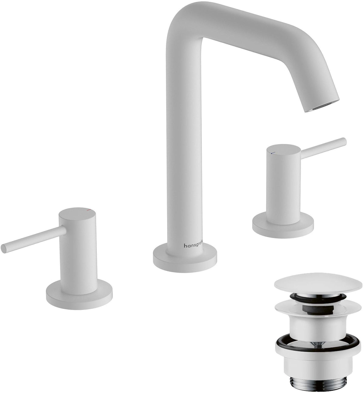 HANSGROHE Tecturis S 3-Loch-Waschtischmischer ComfortZone 150 mit Push-Open Ablaufgarnitur, Chrom