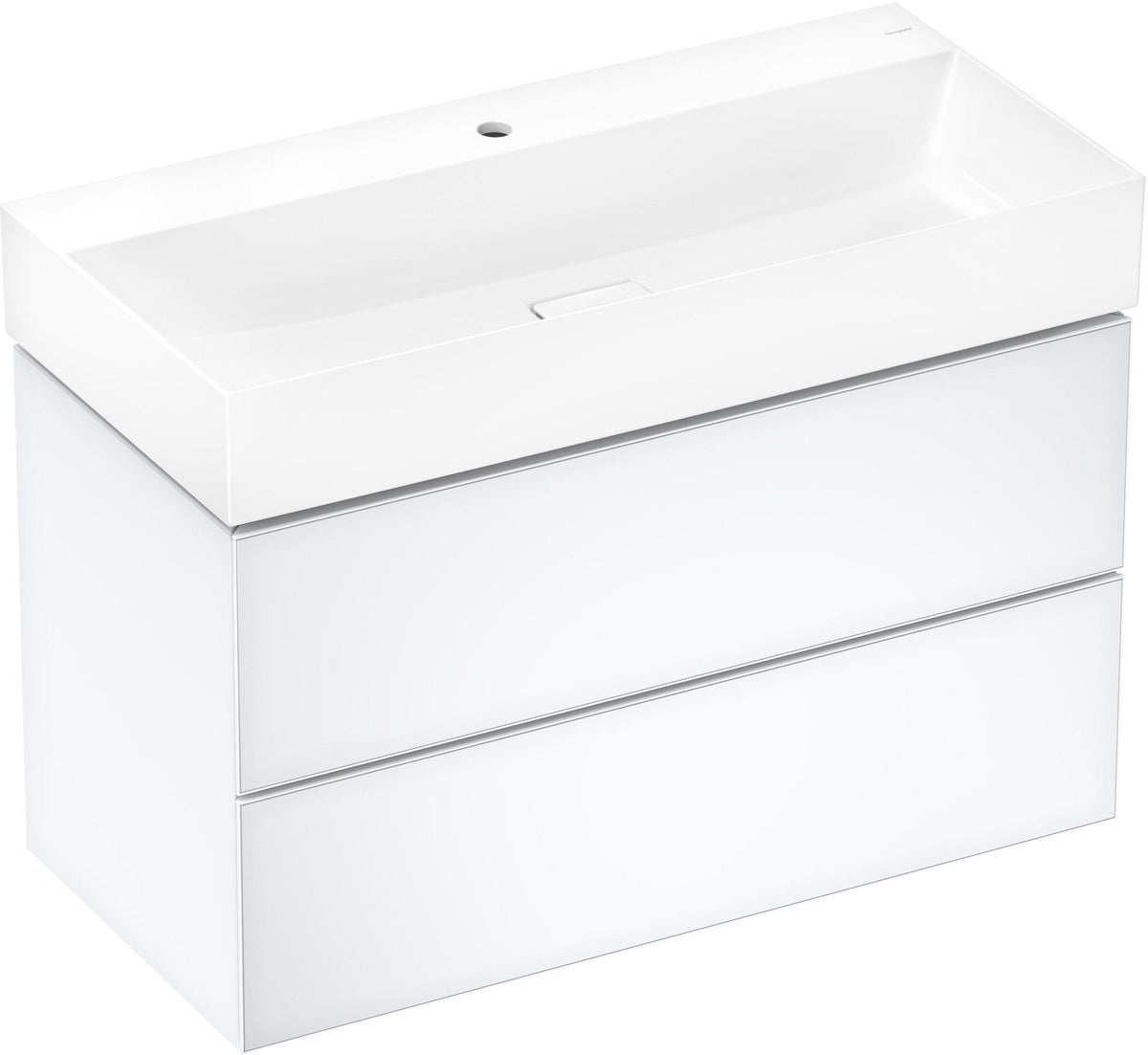 HANSGROHE Xevolos E Waschtischunterschrank 980 mm Eiche Dunkel Mattweiß mit PushOpen und SoftClose