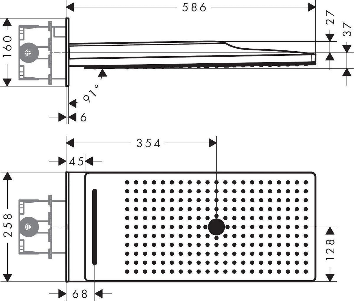 AXOR ShowerSolutions 250/580 3jet Kopfbrause – 580 x 260 mm, 3 Strahlarten, Chrom