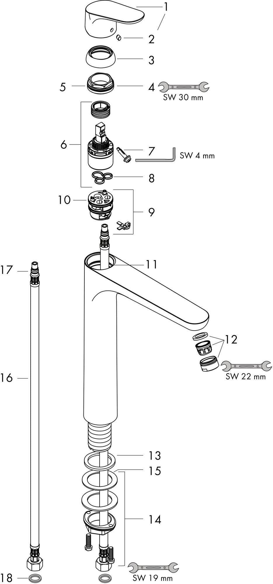 HANSGROHE Focus 230 Einhebel-Waschtischmischer mit Zugstangen-Ablaufgarnitur, chrom
