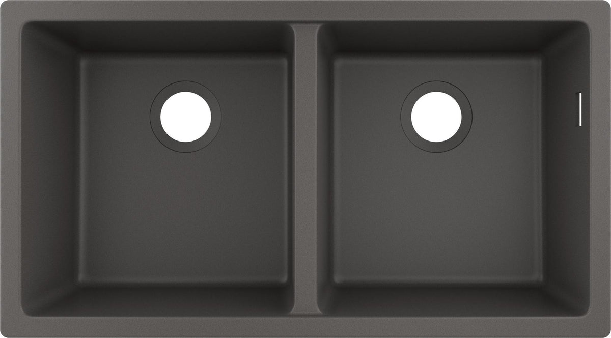 HANSGROHE Unterbauspüle S51 370/370 SilicaTec Graphitschwarz – Doppelbecken ohne Hahnloch