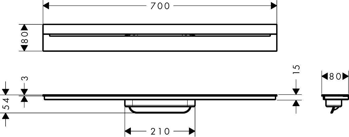 AXOR Drain Fertigset Duschrinne 700 mm Wandmontage Chrom – mit Dryphon & Designabdeckung