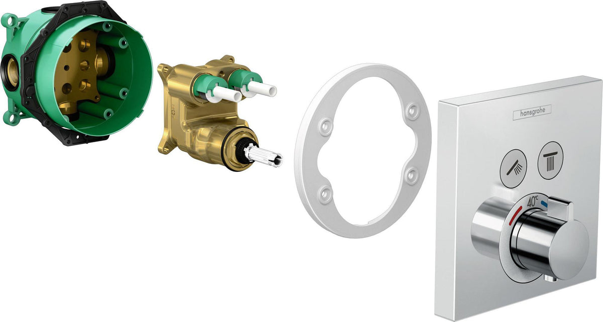 HANSGROHE ShowerSelect UP Thermostat für 2 Verbraucher – Chrom, Select-Button, thermostatische Regelung