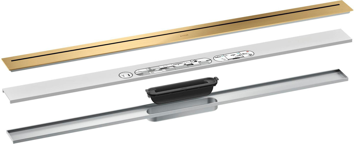 AXOR Drain Duschrinne Fertigset 1000 mm chrom – Designabdeckung, Dryphon, höhenverstellbar