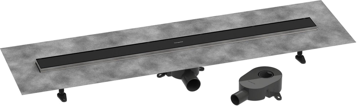 Hansgrohe RainDrain Go Komplettset Duschrinne 1000 mm rückseitig befliesbar für Standard- und flache Installation, matt schwarz