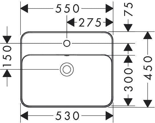 HANSGROHE Einbauwaschtisch Xuniva Q 550x450mm weiß mit Hahnloch und Überlauf