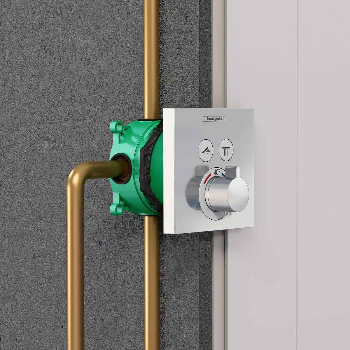 HANSGROHE ShowerSelect UP Thermostat für 2 Verbraucher – Chrom, Select-Button, thermostatische Regelung