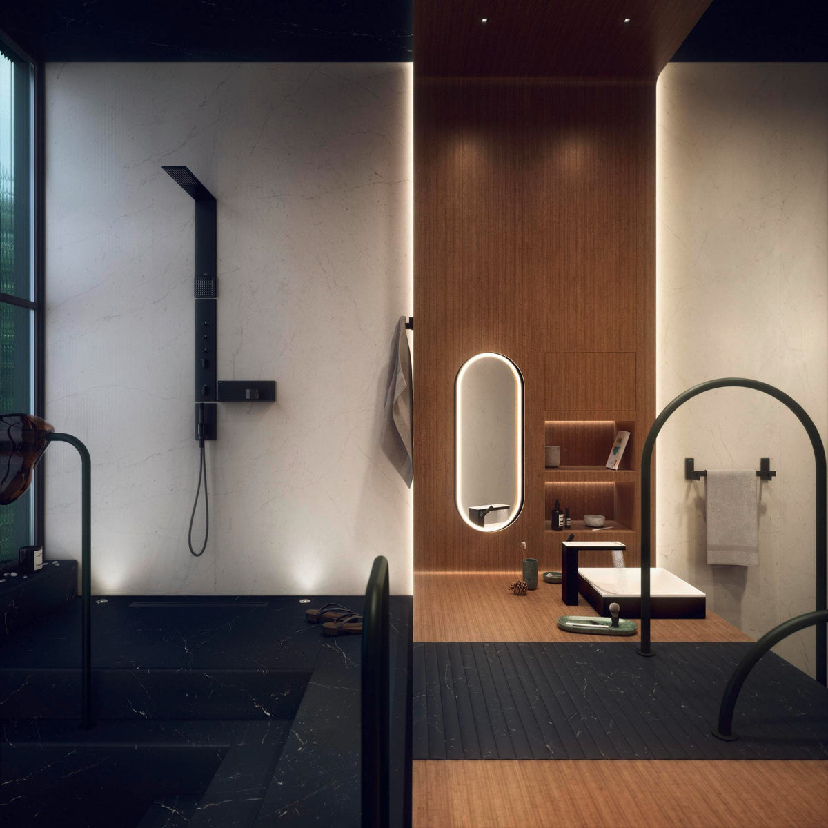 AXOR ShowerComposition Duschpaneel mit Thermostat, Kopf- und Schulterbrause Chrom
