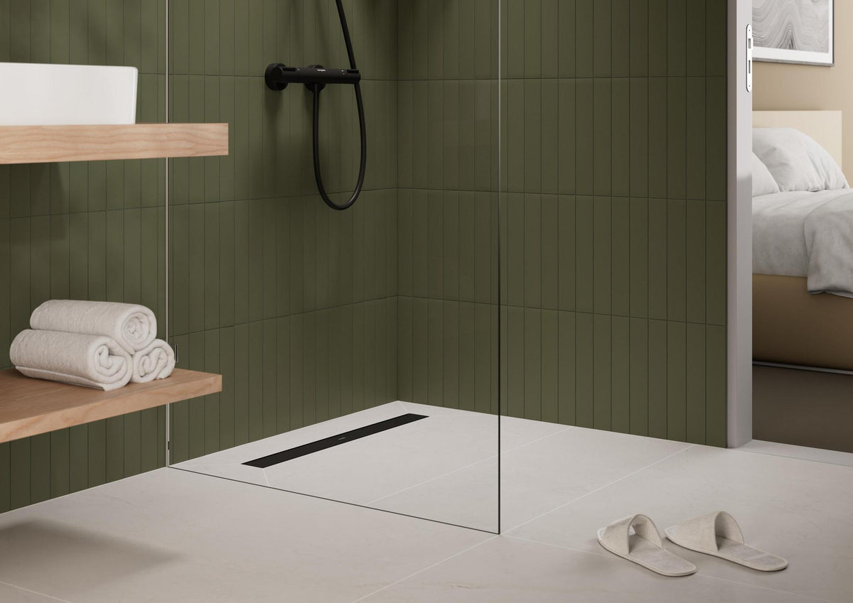 Hansgrohe RainDrain Go Komplettset Duschrinne 1200 mm rückseitig befliesbar für Stand- und flache Installation