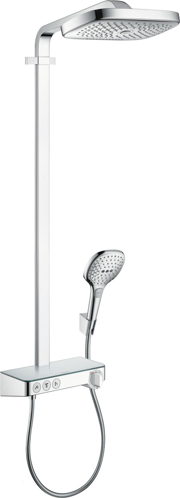 HANSGROHE Showerpipe RAINDANCE SELECT E 300 3jet ST DN 15 chrom – Duschsystem mit Thermostat ShowerTablet Select 300