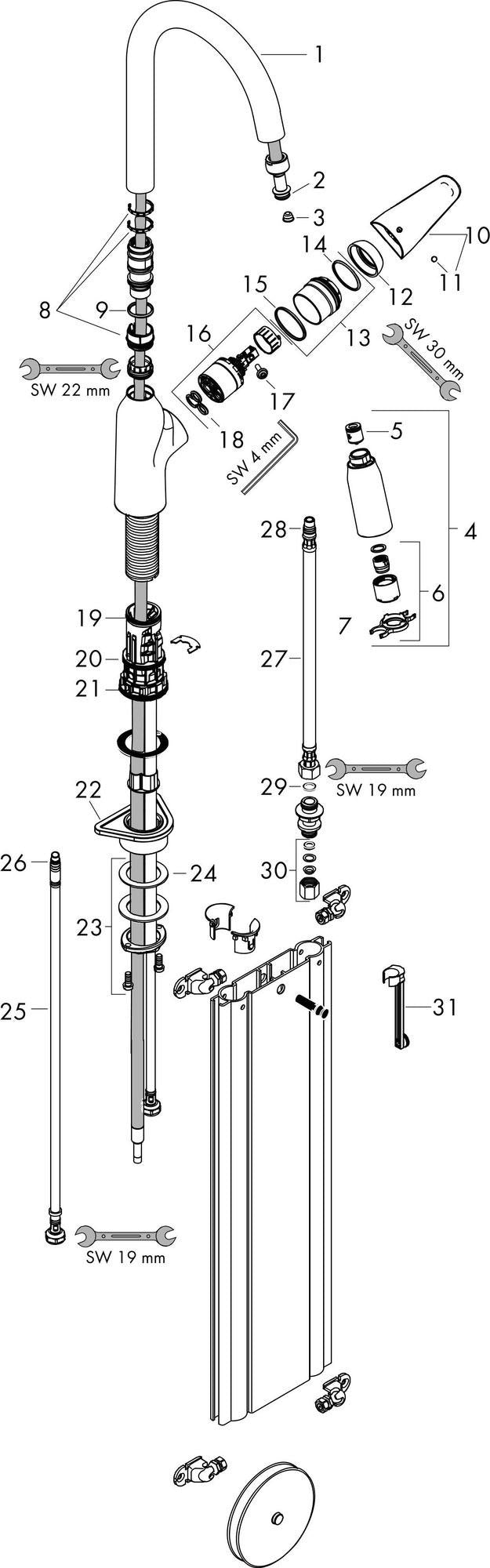 HANSGROHE HG Spültischmischer 180 mit sBox Ausziehbrause M4216-H180ST Edelstahl-Optik
