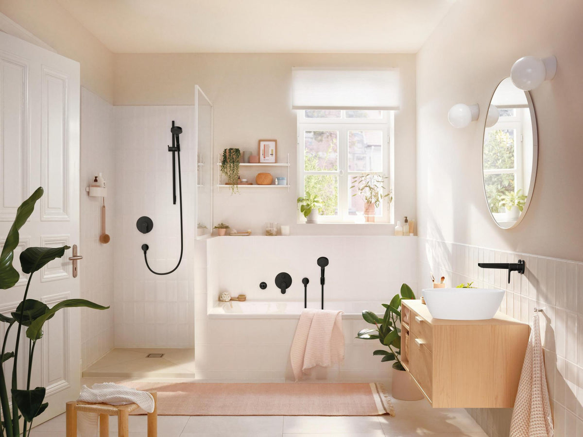 HANSGROHE Rebris S Fertigmontageset Wannenmischer Unterputz Chrom – 2 Verbraucher, Thermostat