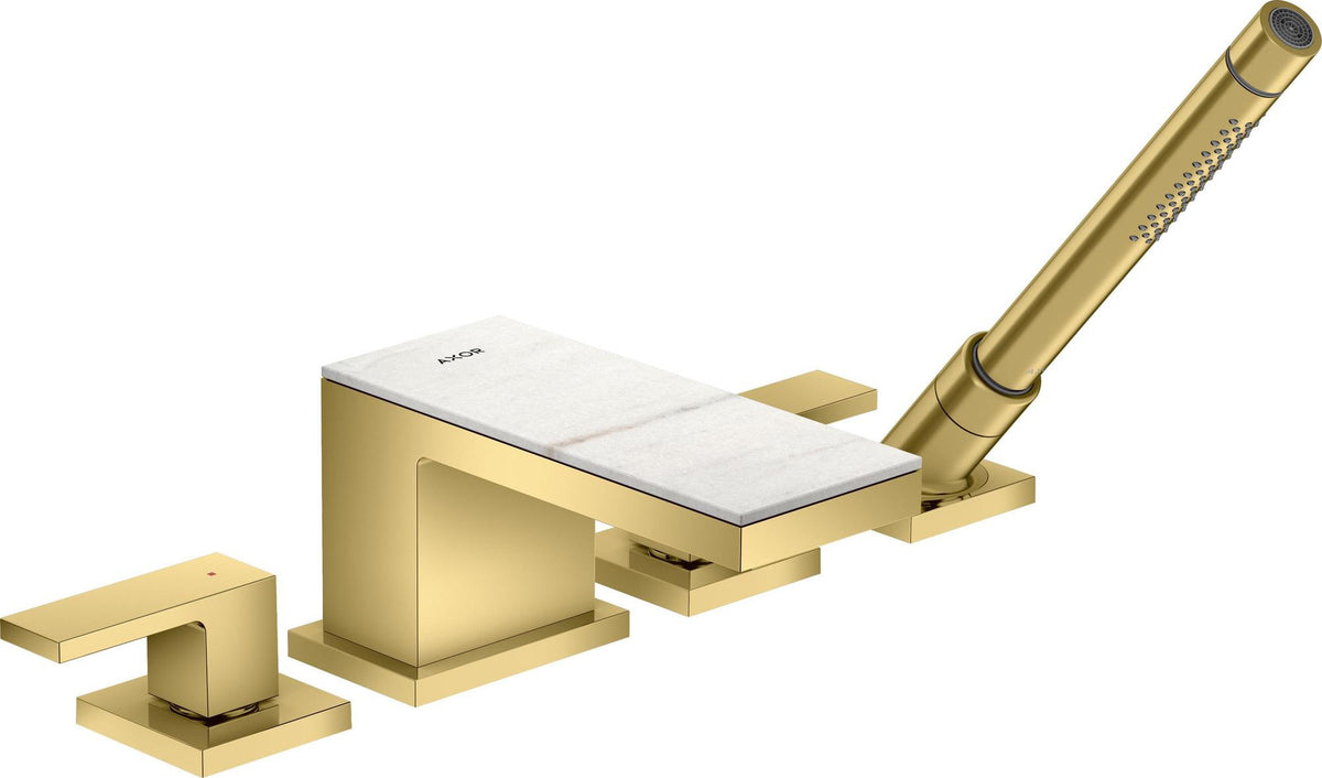 AXOR MYEDITION 4-Loch-Wannenrandarmatur ohne Platte – polished gold optic, thermostatisch