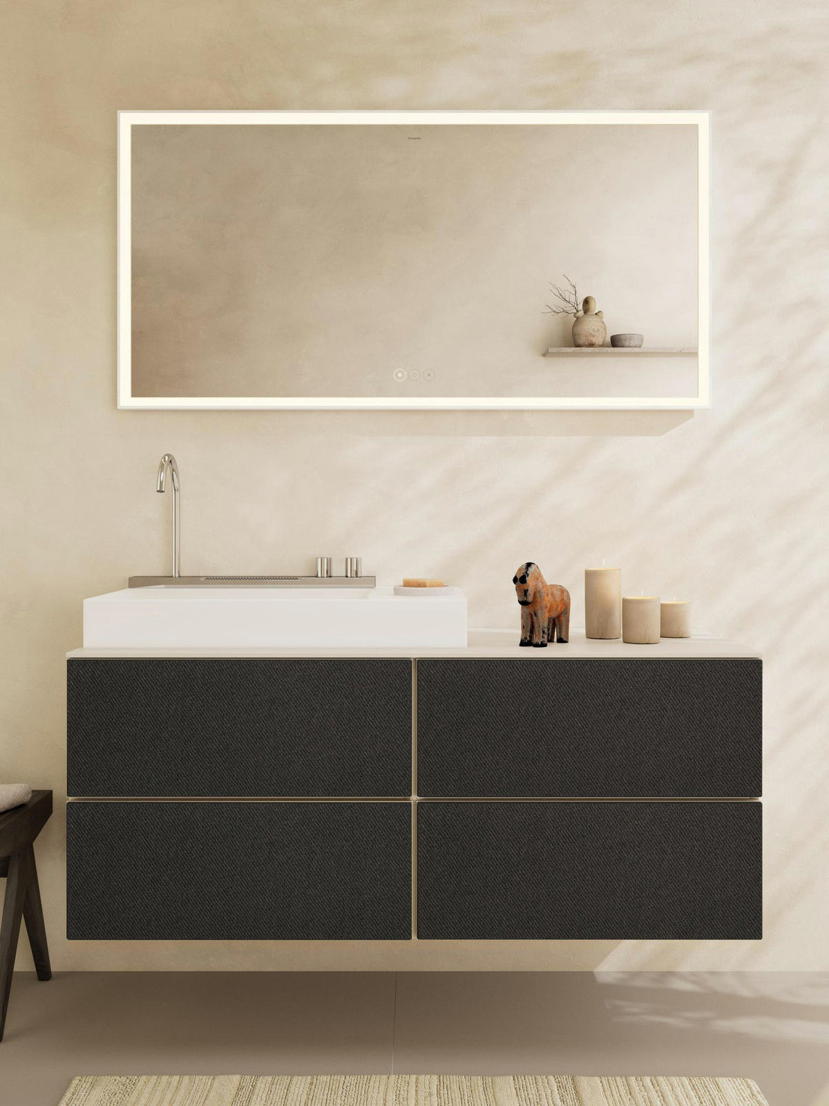 HANSGROHE Xarita E Wandspiegel 1200 mm mattweiß mit LED-Beleuchtung, SmartTouch und AntiFog