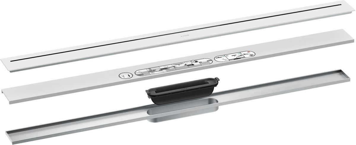 AXOR Drain Duschrinne Fertigset 1000 mm chrom – Designabdeckung, Dryphon, höhenverstellbar