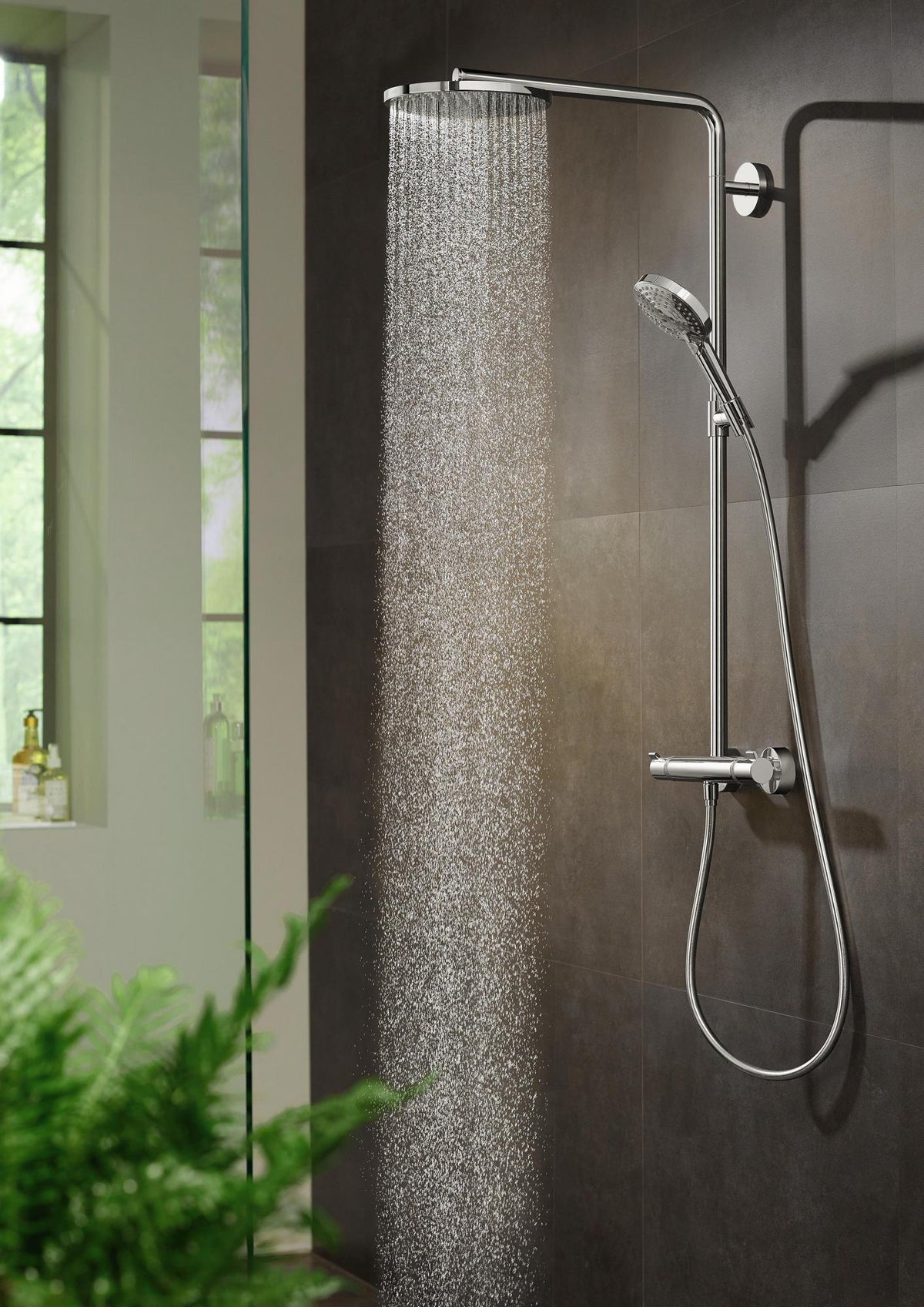 HANSGROHE Raindance Select S Showerpipe mit Thermostat Ecostat Comfort – 240 mm Kopfbrause, Chrom