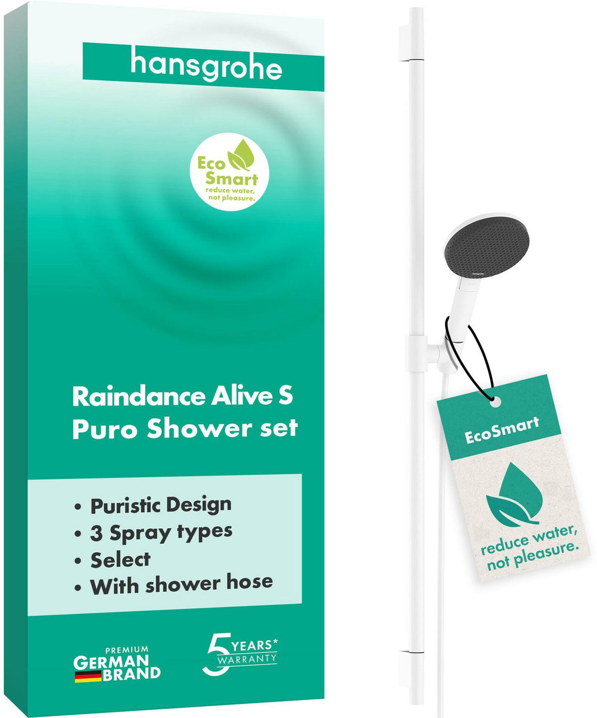 HANSGROHE Raindance Alive Select S 125 Brauseset mit 3 Strahlarten und EcoSmart
