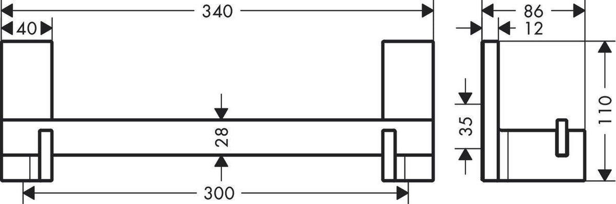 AXOR UNIVERSAL Haltestange 340 mm polished nickel – Wandmontage, verdeckte Befestigung, für Dusche