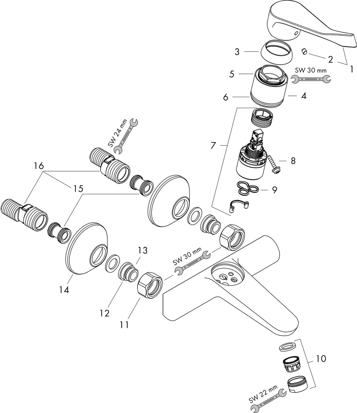HANSGROHE Focus Care Einhebel-Waschtischmischer DN 15, extra langer Comfortgriff, chrom