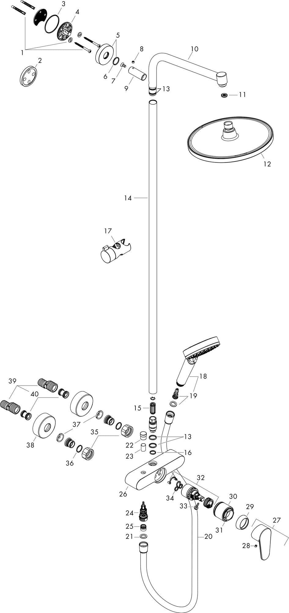 HANSGROHE Showerpipe CROMETTA S 240 chrom mit Einhebelmischer – Duschsystem mit 240 mm Kopfbrause