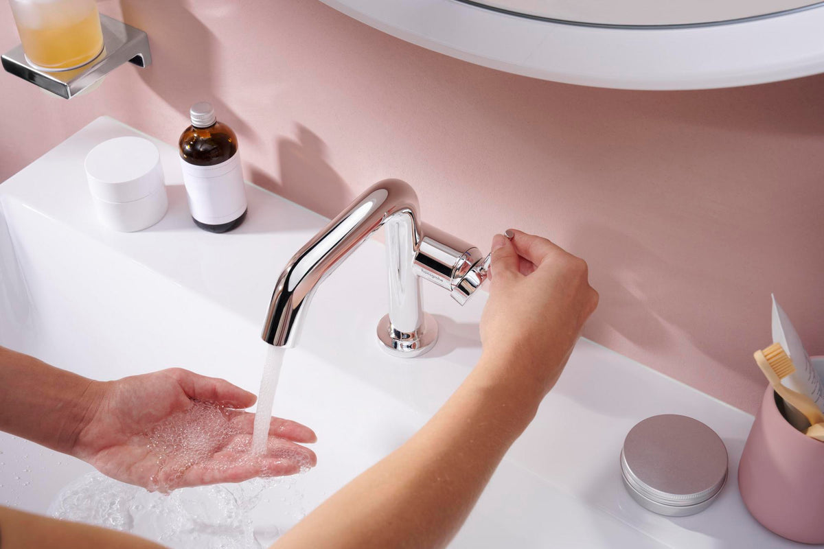HANSGROHE Tecturis S Einhebel-Waschtischmischer 130 mm Ausladung Push-Open Chrom