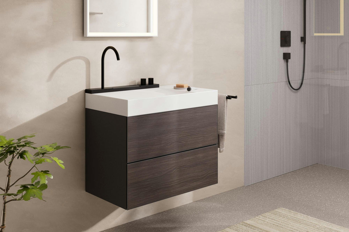 HANSGROHE Avalegra Waschtisch 78 cm mit AquaUnit Armatur – Matt Schwarz, SolidSurface