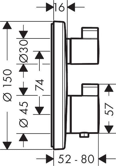 HANSGROHE Ecostat S Unterputz-Thermostat für 1 Verbraucher, chrom – präzise Temperaturregelung